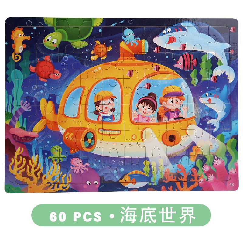 Kidsren'S Wooden 9-30--60-Piece Puzzle Kindergarten Baby Cartoon Fun Puzzle Early Education Educational Toy - Image 1